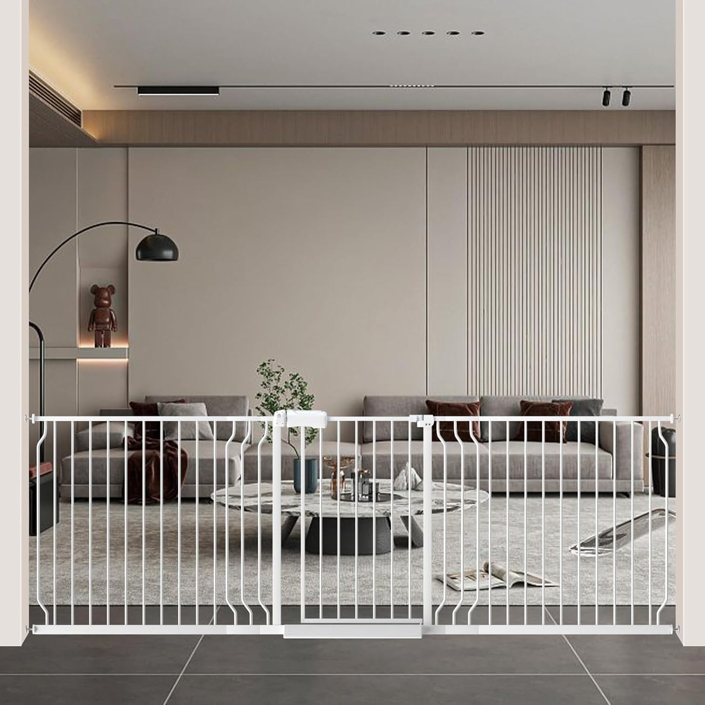 WAOWAO Baby Gate 71.65-85.03" Extra Wide Pressure Mounted Walk Through Swing Auto Close Safety Metal Black Toddler Kids Child Dog Pet Puppy for Stairs,Doorways,Kitchen