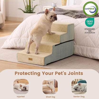 Gardner Pet Dog Stairs for Small Dogs 18.5" H, 4-Step Extra Wide Dog Steps for Bed, Pet Stairs for Bed and Couch with Durable Non-Slip Waterproof Fabric Cover and Soft Foam, Navy