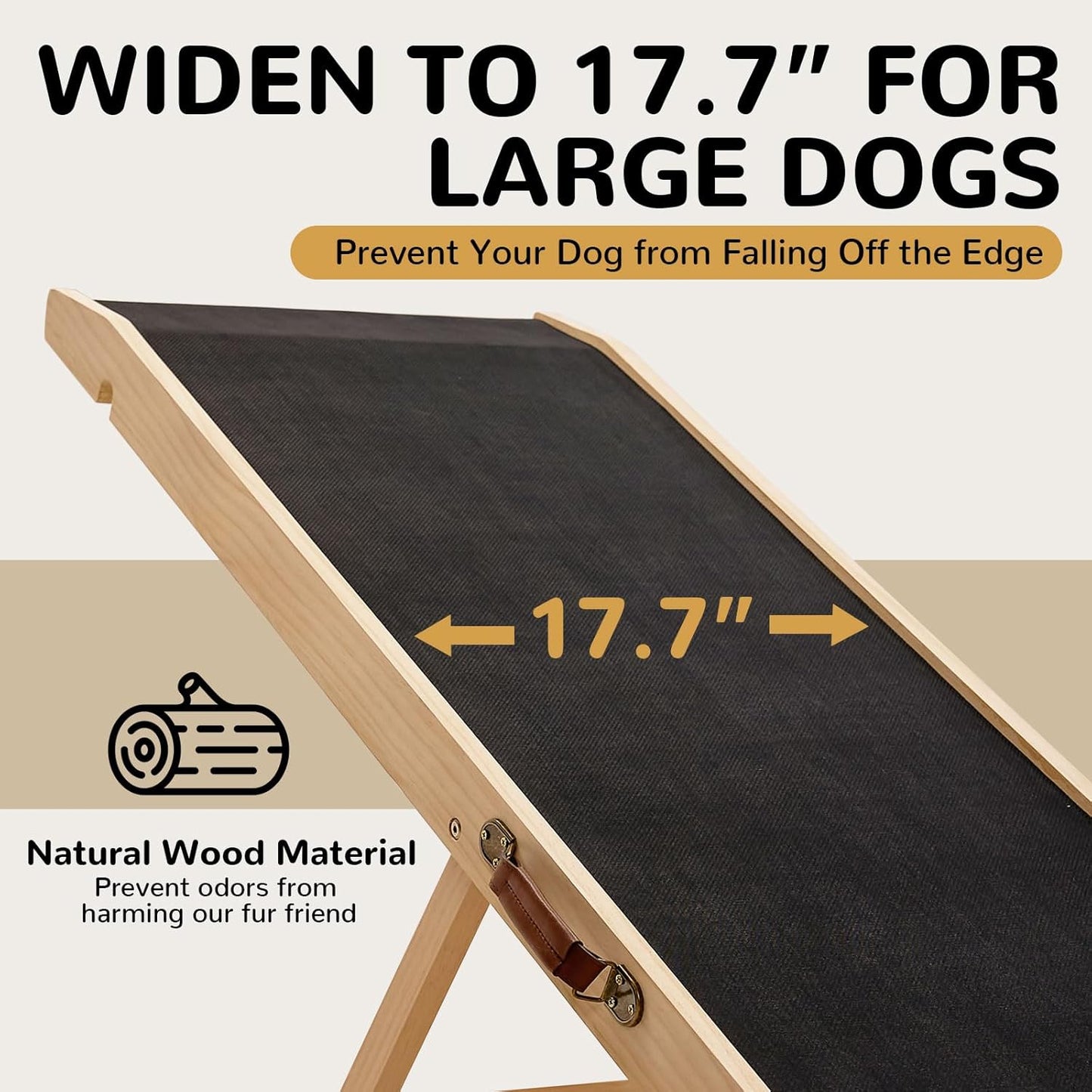 ABORON Antislip Dog Ramp, Adjustable Folding Pet Ramp for Small & Large Old Dogs & Cats, High Traction Portable Rubber Paw Ramps, Supports up to 200 lbs, Used for Bed Couch SUV, 39.3'' Long