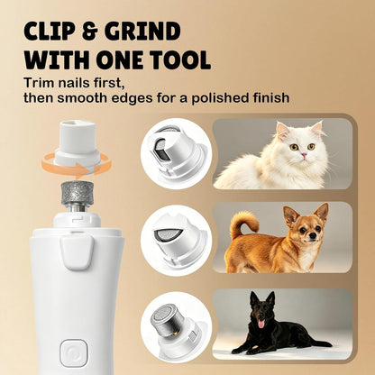 2-in-1 Dog Nail Clippers and Grinder with LCD Battery Display - Professional Cat Claw Trimmer with Built-in Safety Light & Guard, Ultra Quiet Rechargeable Pet Claw Grooming Tool for Large & Small Pets