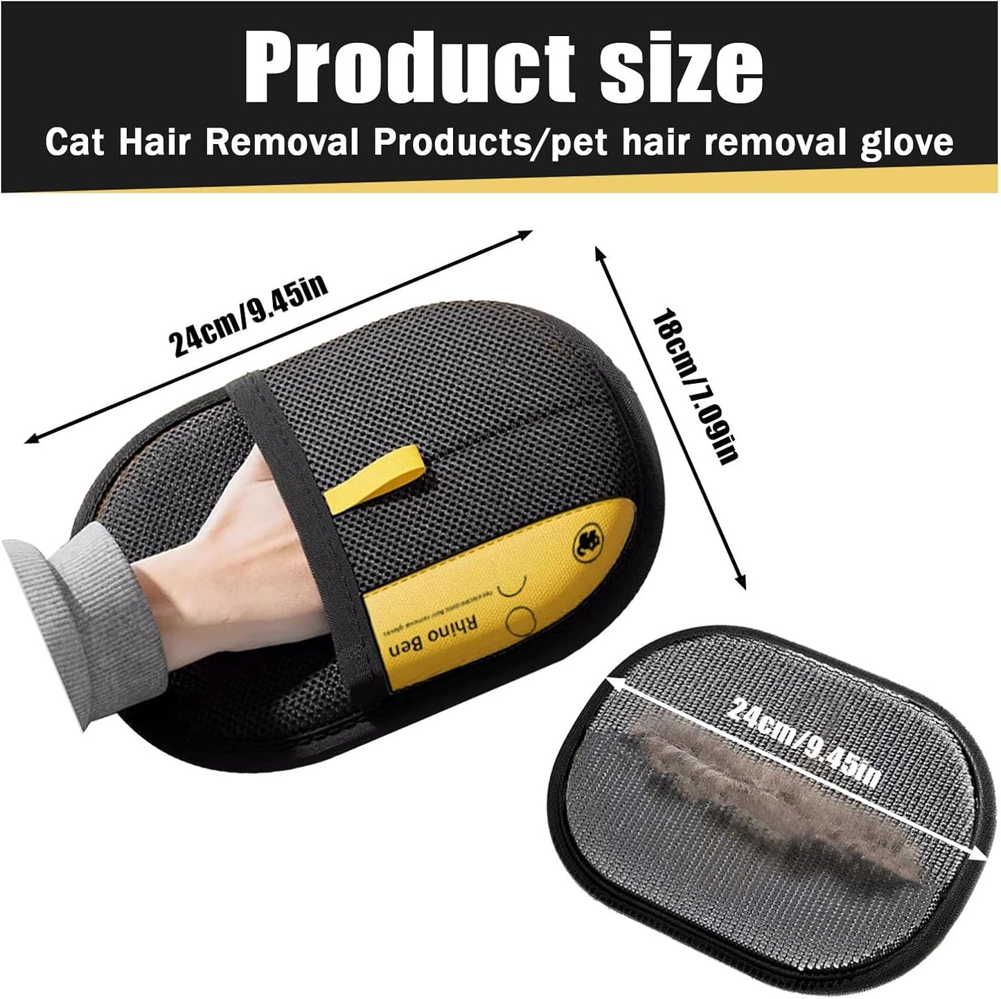 3pcs Pet Hair Remover, Electrostatic Pet Hair Removal Gloves, Reusable Cat & Dog Hair Remover for Couch, Furniture, Carpet, Curtain, Upgraded Animal Fur Removal Tool, Cat Grooming Gloves