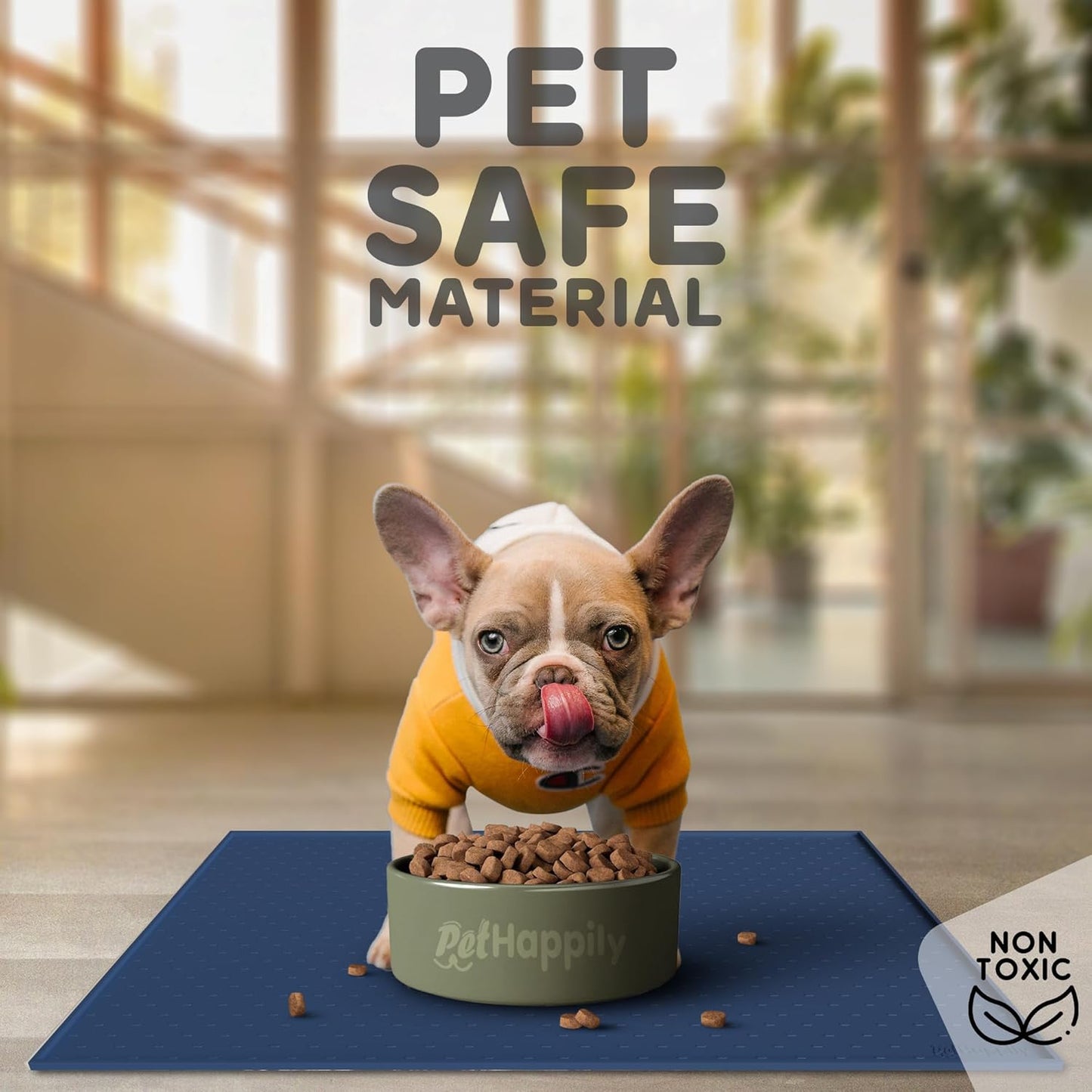 Dog Food Mat - Raised Edges Dogs Mat for Food and Water Prevent Spill, Waterproof Cat Food Mats Protect Floors, Easy Clean Dog Bowl Mats for Food and Water, Silicone Pet Feeding Placemats