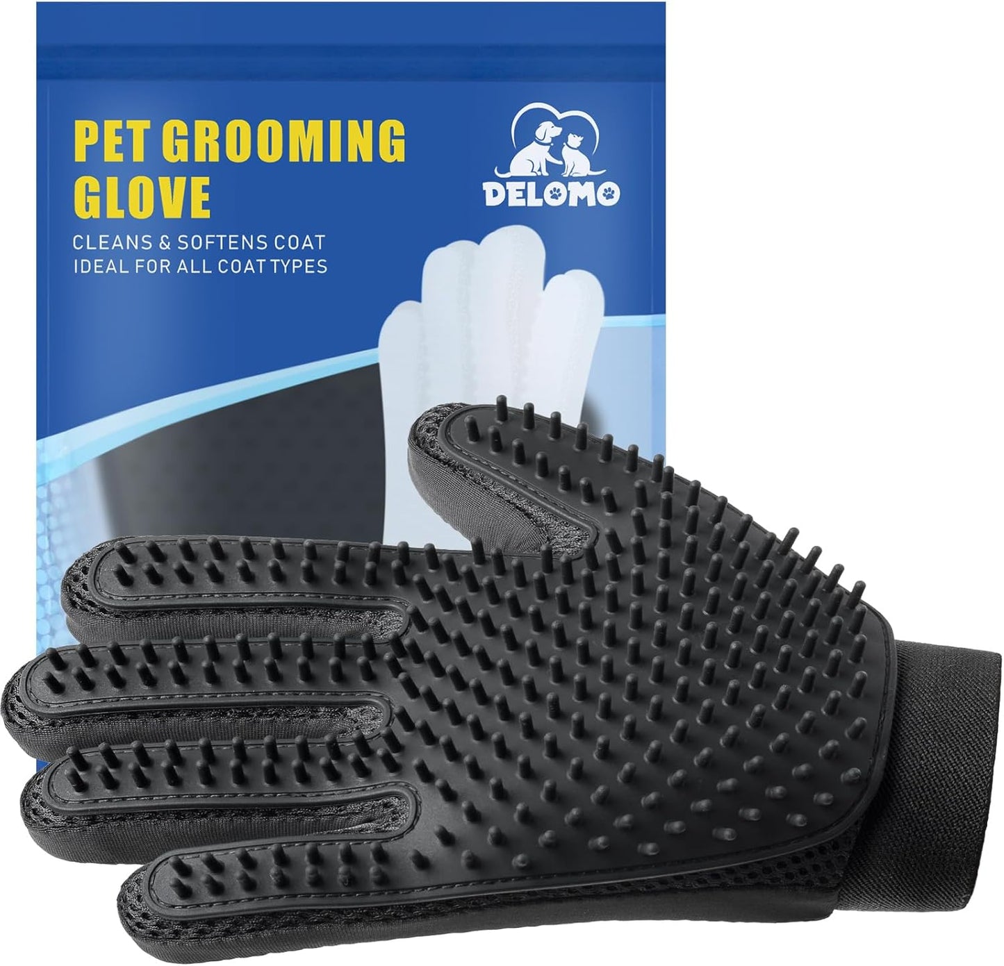 Pet Hair Remover Glove - Gentle Pet Grooming Glove Brush - Deshedding Glove - Massage Mitt with Enhanced Five Finger Design - Perfect for Dogs & Cats with Long & Short Fur - 1 Pack (Right-hand), Green