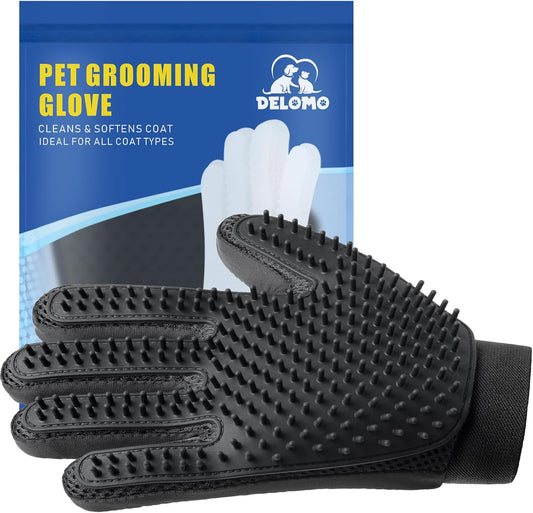Pet Hair Remover Glove - Gentle Pet Grooming Glove Brush - Deshedding Glove - Massage Mitt with Enhanced Five Finger Design - Perfect for Dogs & Cats with Long & Short Fur - 1 Pack (Right-hand), Green