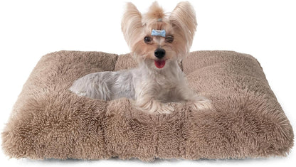 EHEYCIGA Fluffy Dog Crate Bed for Medium Dogs, Plush Faux Fur Crate Pad, Calming Anti Anxiety Medium Dog Bed, Washable Soft Warm Crate Mat with Non-Slip Bottom