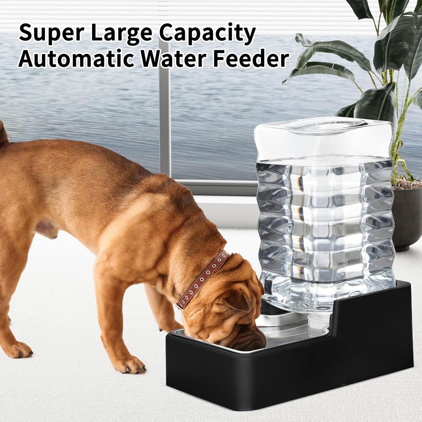 RIZZARI 10L Stainless Steel Dog Water Dispenser – Large Capacity Gravity Auto-Refill Waterer with Anti-Tip Design for Large Dogs, Ideal for Living Rooms, Offices & Indoor Pet Spaces