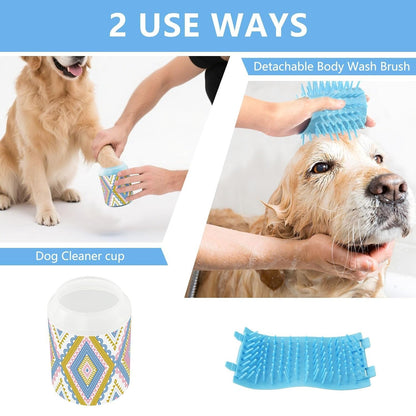 Dog Paw Cleaner Cups for Dogs Pet Foot Washer Paw Scrubber for Medium Small Dogs Cats Cleaning Cup Cute Yellow Fiesta Guitars Cacti and Ethnic Birds