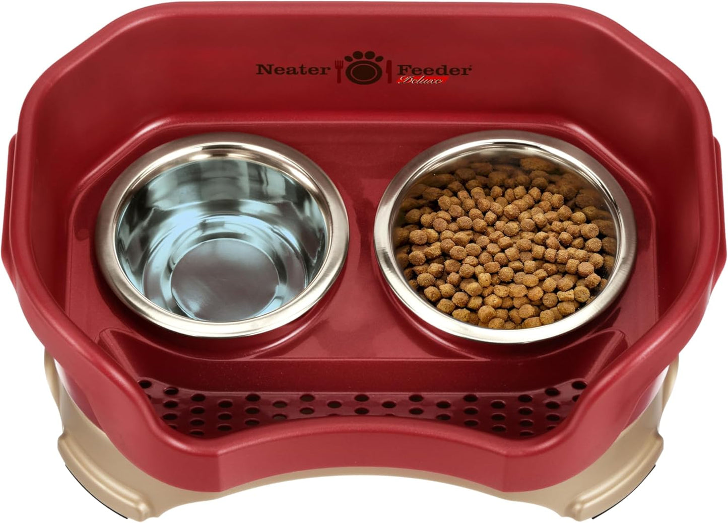 Neater Pet Brands Neater Feeder Deluxe Mess Proof Dog Bowls Elevated for Large Dogs Over 40 lbs, Made in USA, No Spill Raised Dog Food Bowl Stand Feeding Station, Food and Water Bowl Set, Black