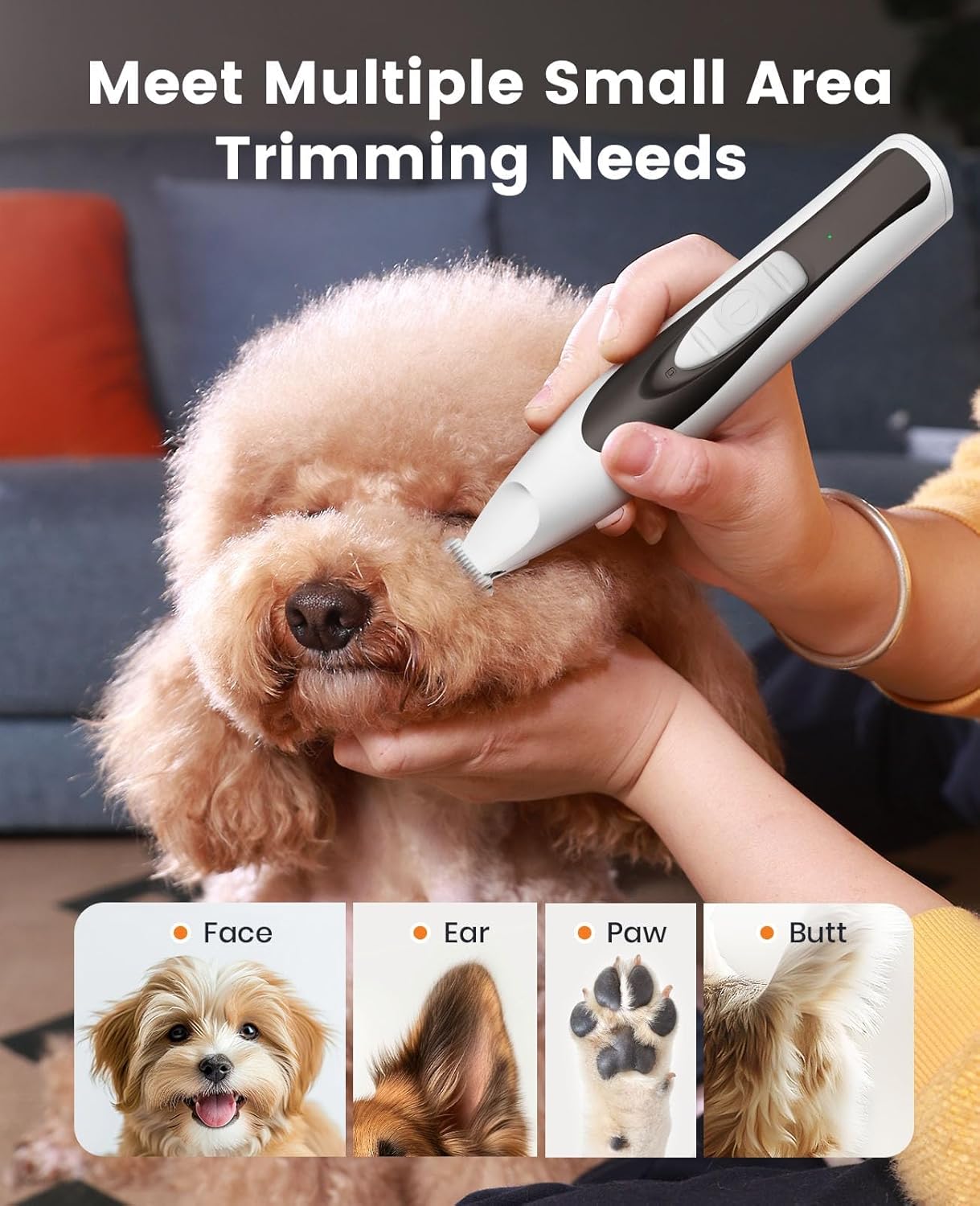 oneisall Dog Nail Grinder and Paw Trimmer Kit 3 in 1 Quiet Rechargeable Electric Pet Nail Grinder with 2 LED Lights and Cordless Dog Grooming Safe Clippers
