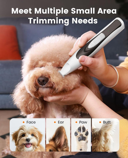 oneisall Dog Nail Grinder and Paw Trimmer Kit 3 in 1 Quiet Rechargeable Electric Pet Nail Grinder with 2 LED Lights and Cordless Dog Grooming Safe Clippers