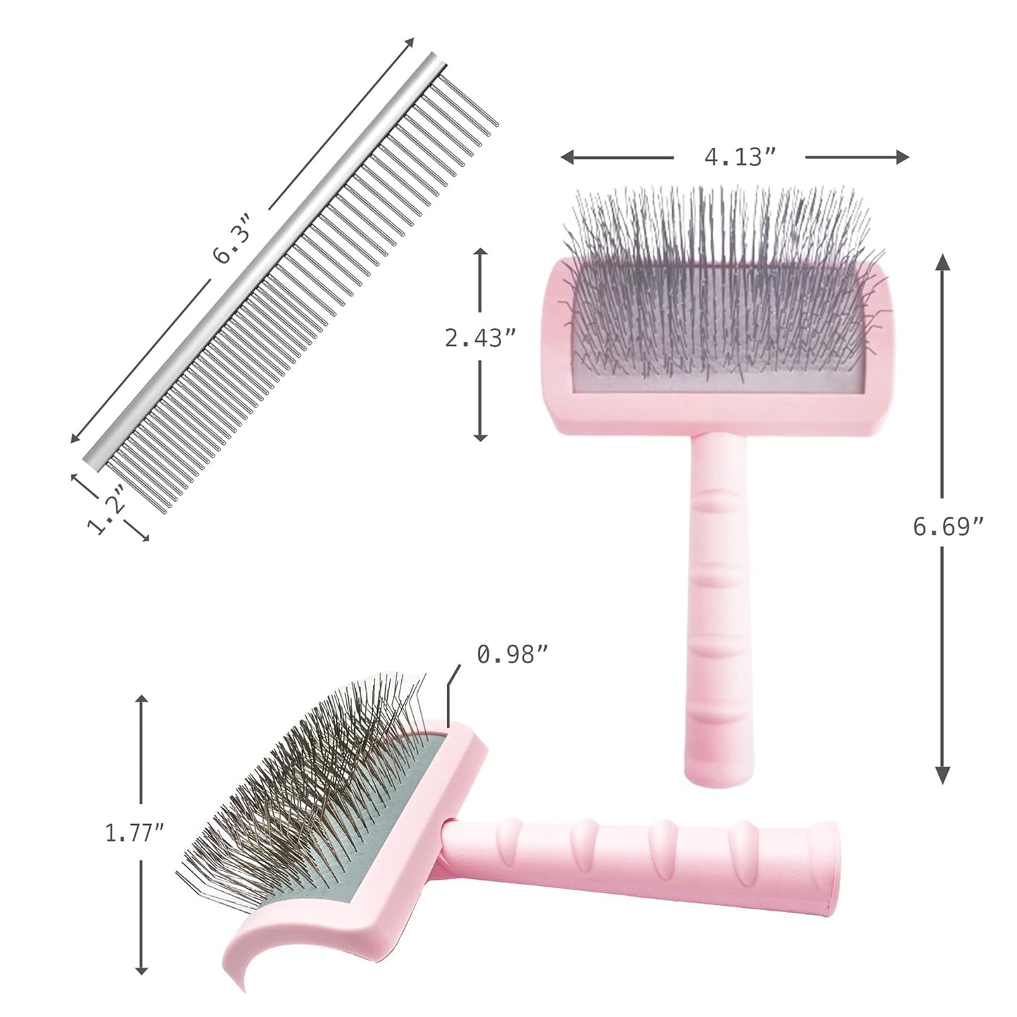 Large Slicker Brush & Green-comb Value Kit, Extra Long Pin Dog Grooming Brush for Curly Hair Goldendoodles, Removes Long and Loose Hair & Undercoat