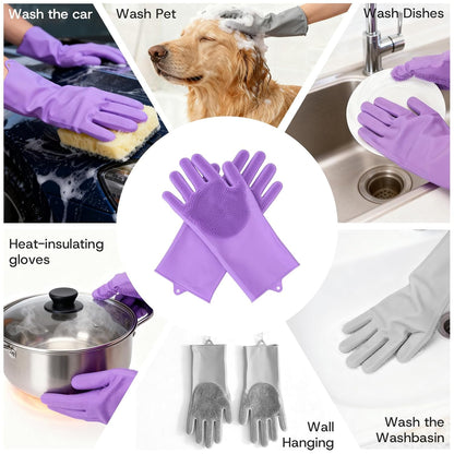 2-Pair Pet Hair Remover Glove for Dogs and Cats Washing, Grooming, & Deshedding – Multipurpose Silicone Dog Bath Gloves, Cat Brush Glove Mitt for Pet Cleaning & Household Use (pink & Blue)