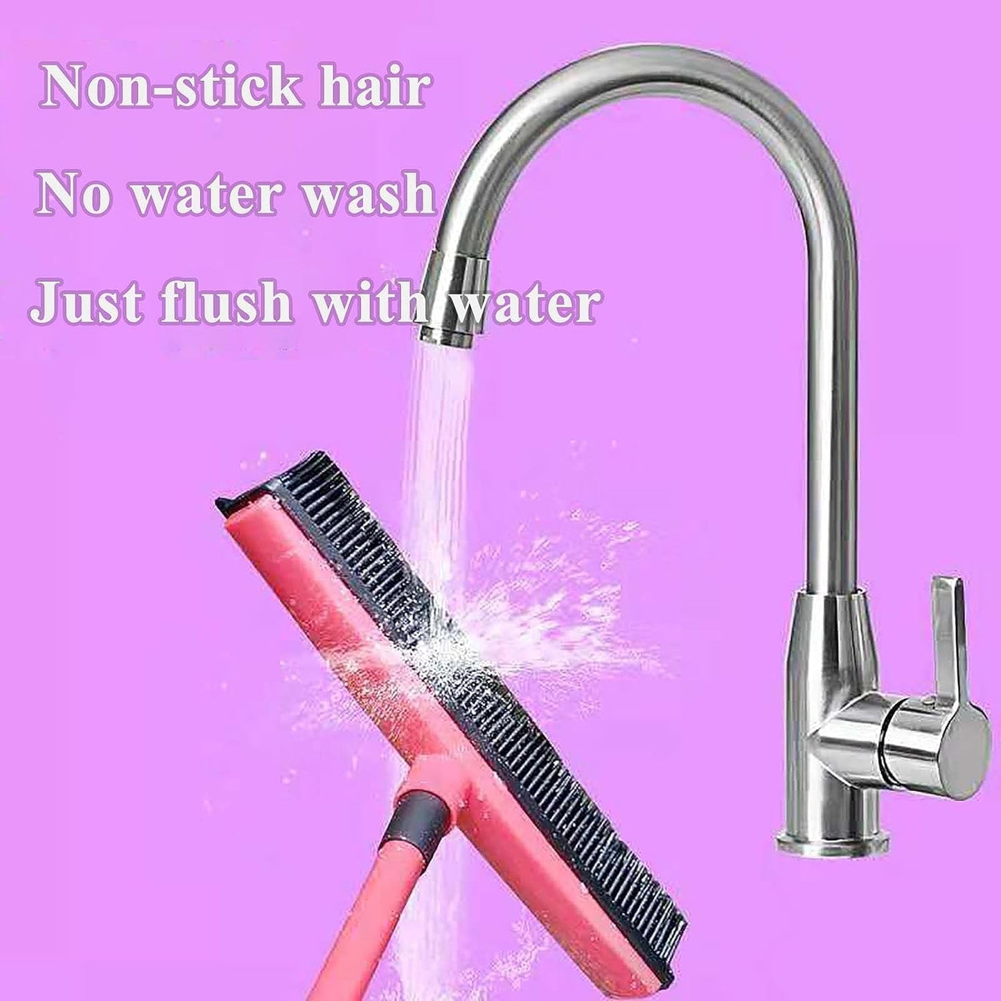 Pet Hair Removal Broom, Pet Hair Removal Tool, Multi-Surface Squeegee Rubber Broom, Rubber Broom Pet Hair Remover, Extendable Pet Hair Remover Broom for Carpet, Mats,Couch (Black)