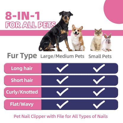 Dog Brush for Shedding,6 PCS in One Pet Slicker Hair Brush Kit Organizer Bag - Dog Cat Grooming Deshedding Undercoat Rake Brush Comb for All Small Large Dogs Cats Grey