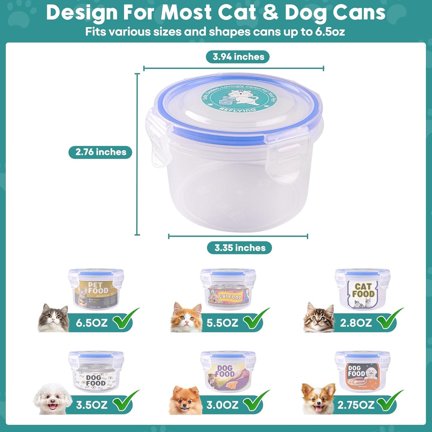 Canned Cat Food Storage Lids,Reusable Airtight Can Cover Pet Food Sealer - Keeps Dog Food Storage Container Food Fresh, Cat Food Container Eliminates Odor, Easy To Use With SUS 304 Spoon,Can Opener