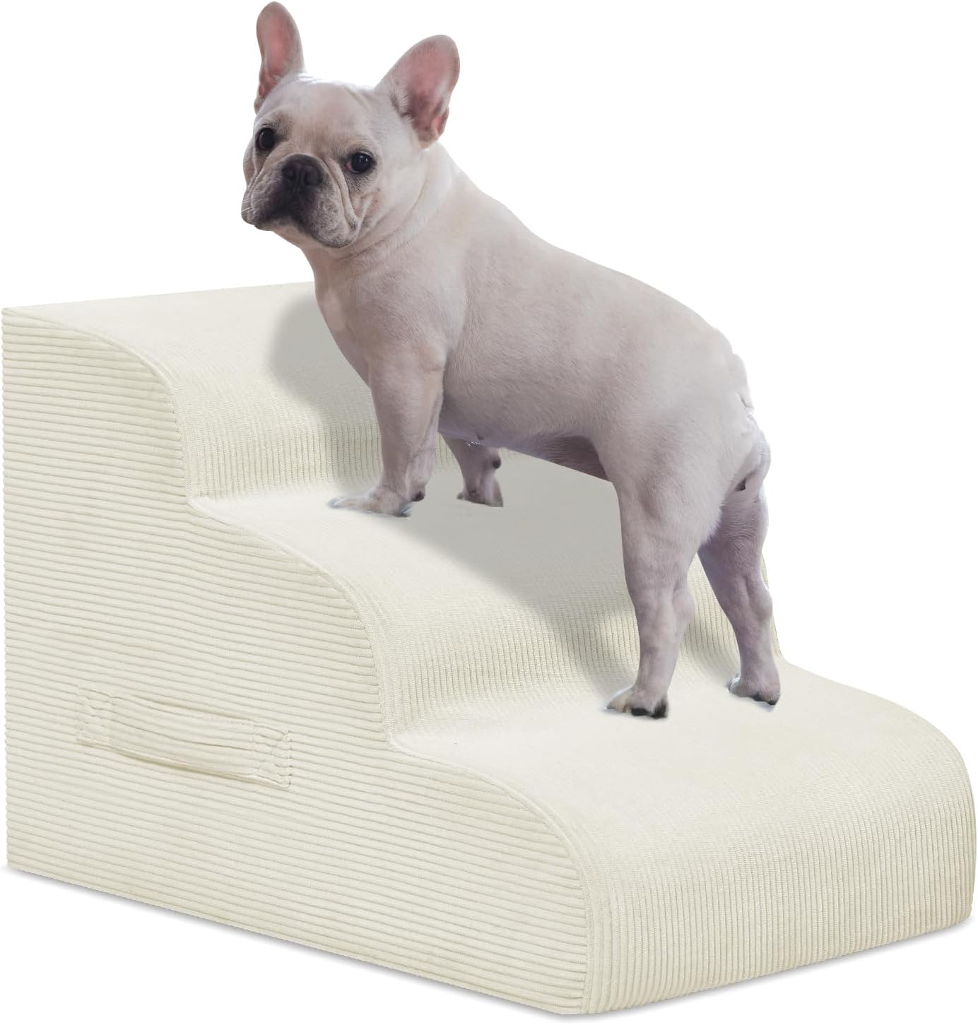 Mesa Lemon Dog Stairs & Steps for High Beds, 3 Steps High Density Foam Waterproof Dog Ramp for Small Dogs and Cats, Pet Stairs with Removable Washable Cover for Bed, Couch, Sofa and Car (H:16")