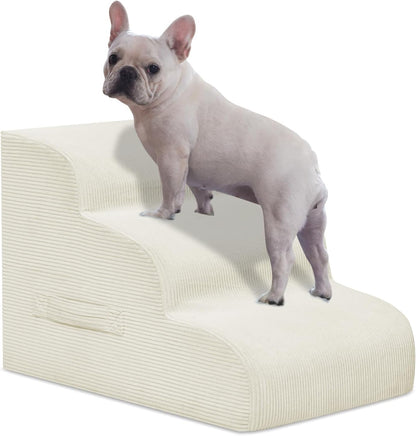 Mesa Lemon Dog Stairs & Steps for High Beds, 3 Steps High Density Foam Waterproof Dog Ramp for Small Dogs and Cats, Pet Stairs with Removable Washable Cover for Bed, Couch, Sofa and Car (H:16")