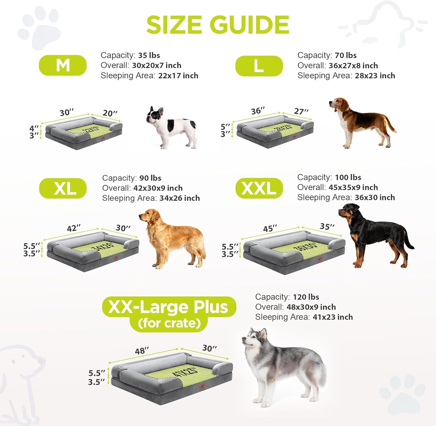 Extra Large Dog Bed, Orthopedic XL Washable Memory Foam Bed for Big Dogs Waterproof Pet Couch Sofa Bolster with Removable Cover, Non-Slip Bottom, Tennis Ball Toy, 42x30