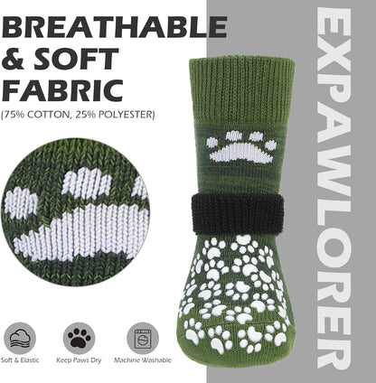 EXPAWLORER Anti Slip Dog Socks to Prevent Licking Paws, Dog Shoes for Hot Pavement, Dog Booties for Small Medium Large Senior Dogs, Traction Control Boots & Paw Protectors for Hardwood Floors