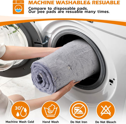 LOOBANI Washable Pee Pads for Dogs, 2 Pack 31 x 36 in Reusable Pee Pads for Dog Mat Puppy Mats Training Non Slip Whelping Mat for Dog Playpen, Crate, Car, Grey