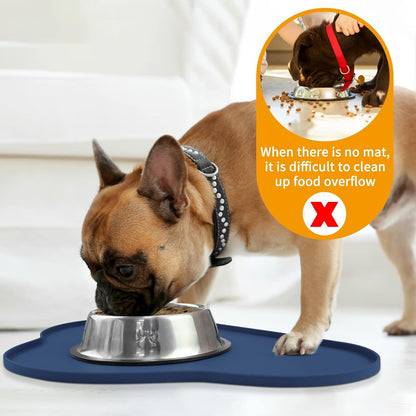 Ptlom Silicone Pet Placemat for Dogs and Cats, Non-Slip Waterproof Dog Feeding Bowl Mats for Food and Water, Small Medium Large Pet Puppy Tray Mat Prevent Residues from Spilling onto The Floor, Beige