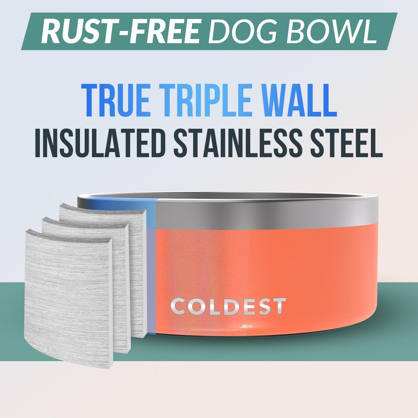 Coldest Dog Bowl - Anti Rust Metal, Non Slip, 3 Layers Insulated Stainless Steel Dog Bowls - Spill Proof & Heavy Duty - Water Bowl for Dogs, Cats & Pets, Dish Washer Safe (21 oz, Stealth Black)