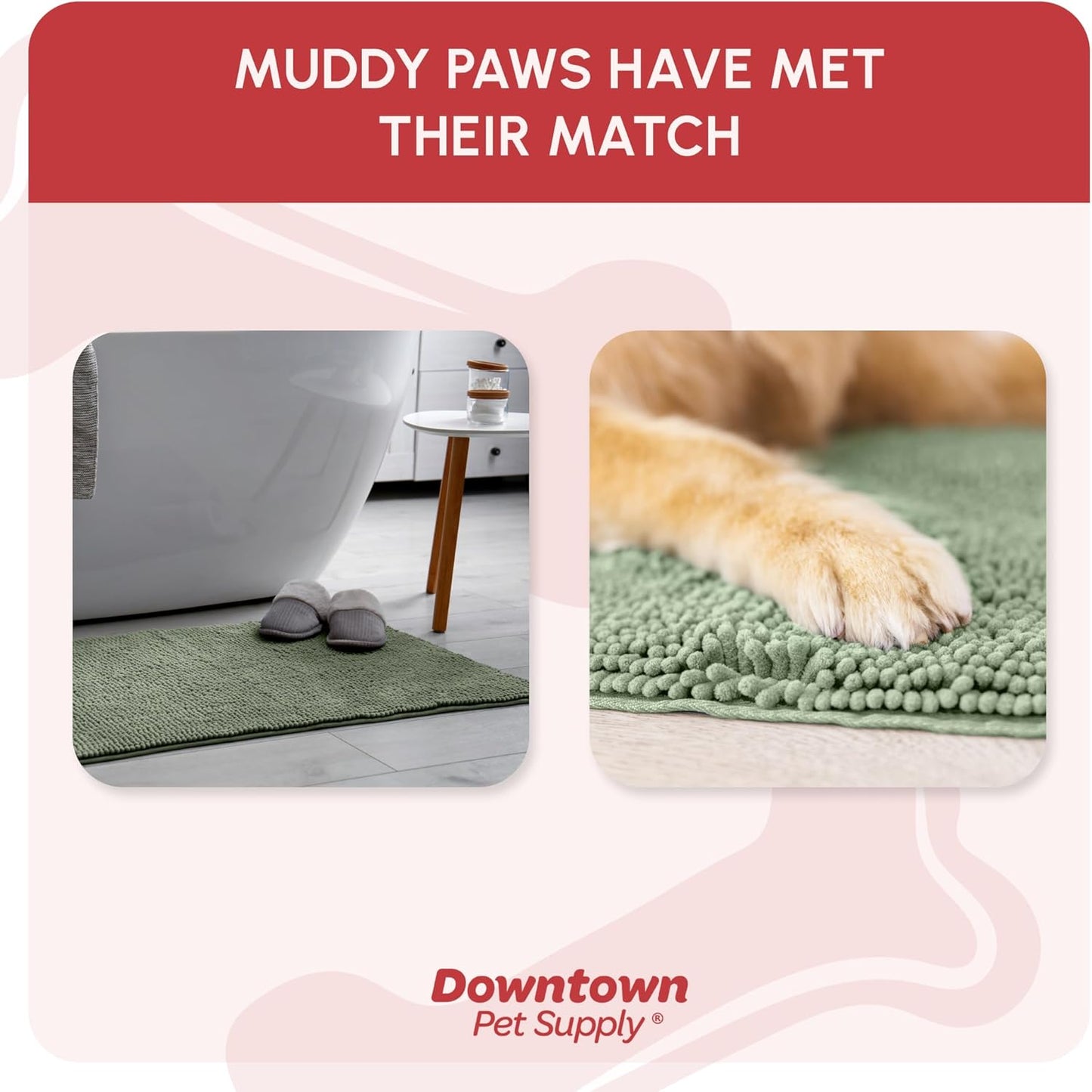 My Doggy Place Dog Mud Mat, 36"x26" Ash – Thick Microfiber Entry Rug for Snow, Mud & Salt – Absorbent, Quick-Dry, Washer-Safe & Non-Slip, Large