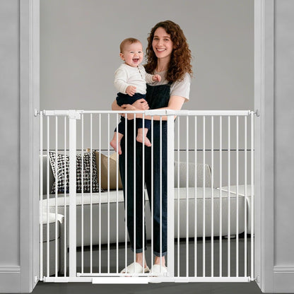 AiWMGL 40.55" Tall, 53.74-61.61 Inch Wide, 1.37" Ultra Narrow Spacing Dog Pet Baby Gate Indoor for Doorway Hallway, Pressure Mounted 54 55 56 57 58 59 60 61 Inches Wide