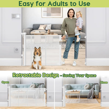 Reinforced 80 Inch Retractable Baby Gate Extra Wide Baby Gate for Wide Openings, Indoor/Outdoor Retractable Dog Gate for Doorway, Mesh Dog Gate Indoor Prevent Babies/Pets from Crawling Under, Black