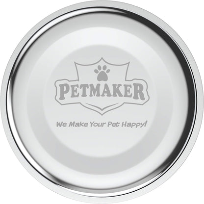 Set of 2 Stainless Steel Dog Bowls - 40oz Pet Bowls with Decorative Dog Food Stand - Metal Food and Water Dishes for Large Pets - Puppy Essentials by PETMAKER (Silver/Black)