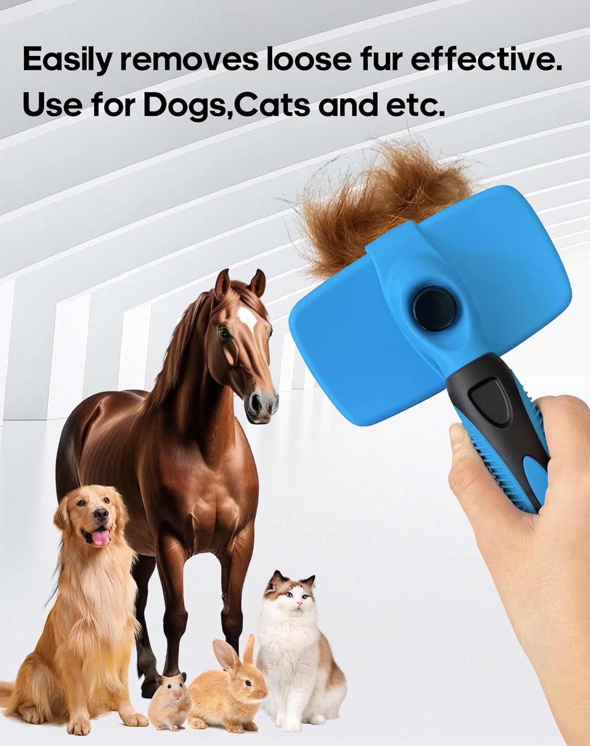 Self Cleaning Shedding Brush - Skin Friendly Grooming Tool for Dogs, Cats, and Puppies, Deshedding and Hair Removal for Long and Short Haired Pets (Green)