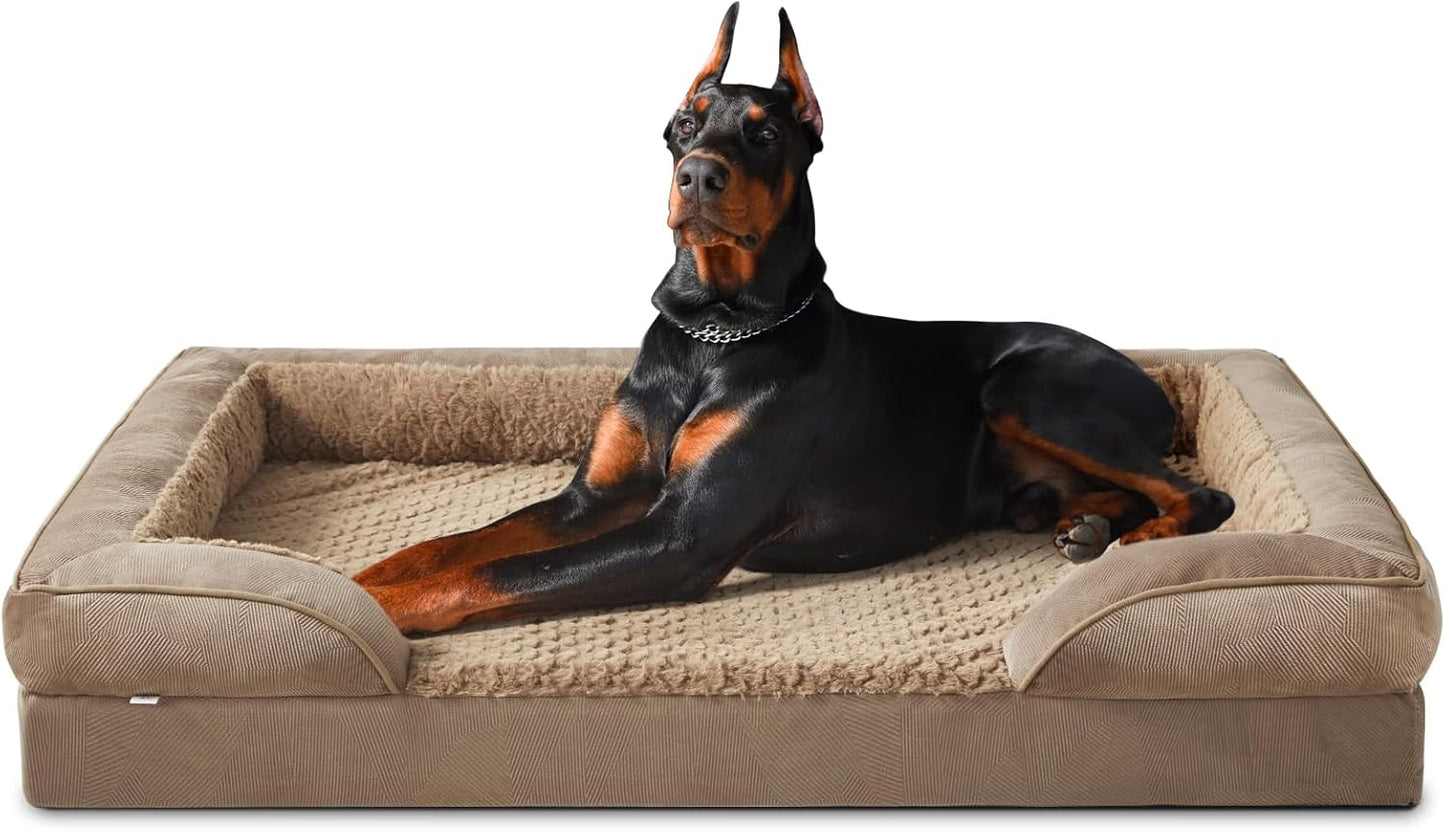 INVENHO Orthopedic Dog Beds Large Sized, XL Washable Dog Sofa with Egg-Crate Foam, Waterproof Lining and Non-Skid Bottom