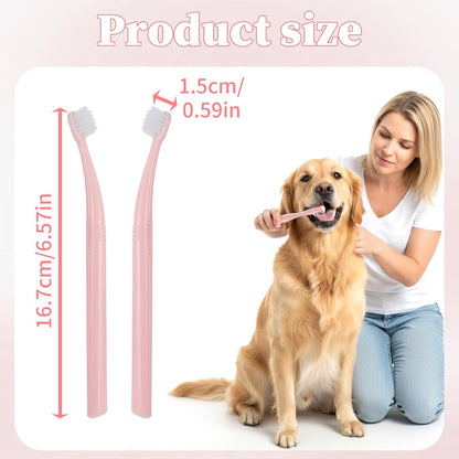 Cat Tooth Brush, 2PCS Small Dog Toothbrush Puppy Pet Toothbrush Cat Tooth Brush Dog Finger Toothbrushes Small Breed Soft Mini 13°Curved Head Teeth Brushes for Puppy Kitten Dogs, Pink