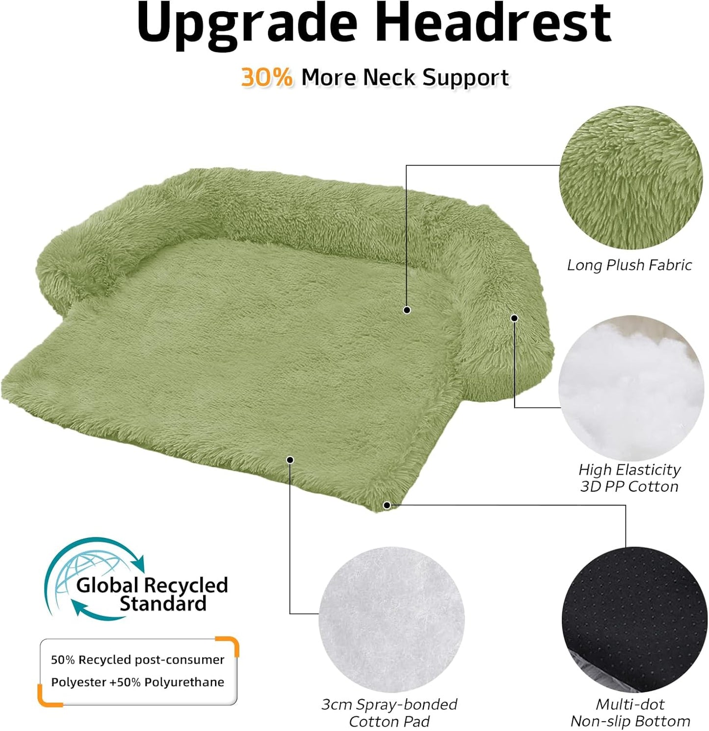Calming Dog Bed Fluffy Plush Dog Mat for Furniture Protector with Removable Washable Cover for Large Medium Small Dogs and Cats (Large, Light Grey)