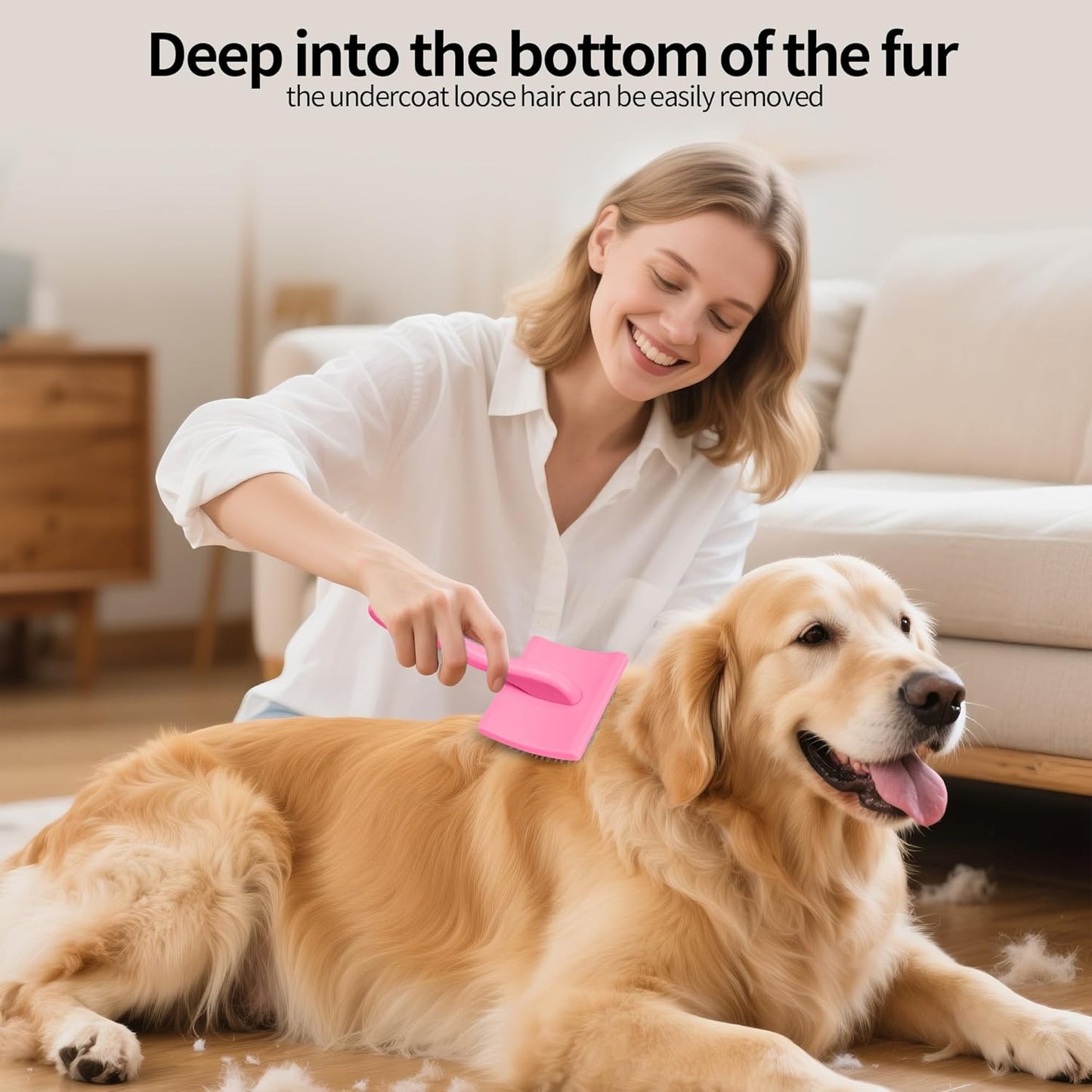 Pet Slicker Brush for Long & Short Hair - Detangling Tool for Dogs & Cats - 135° Angled Stainless Steel Pins, Curved Handle - Gentle Grooming for Small/Medium/Large Breeds (Lavender)