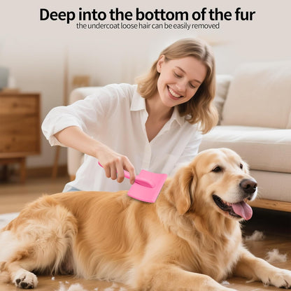 Pet Slicker Brush for Long & Short Hair - Detangling Tool for Dogs & Cats - 135° Angled Stainless Steel Pins, Curved Handle - Gentle Grooming for Small/Medium/Large Breeds (Lavender)