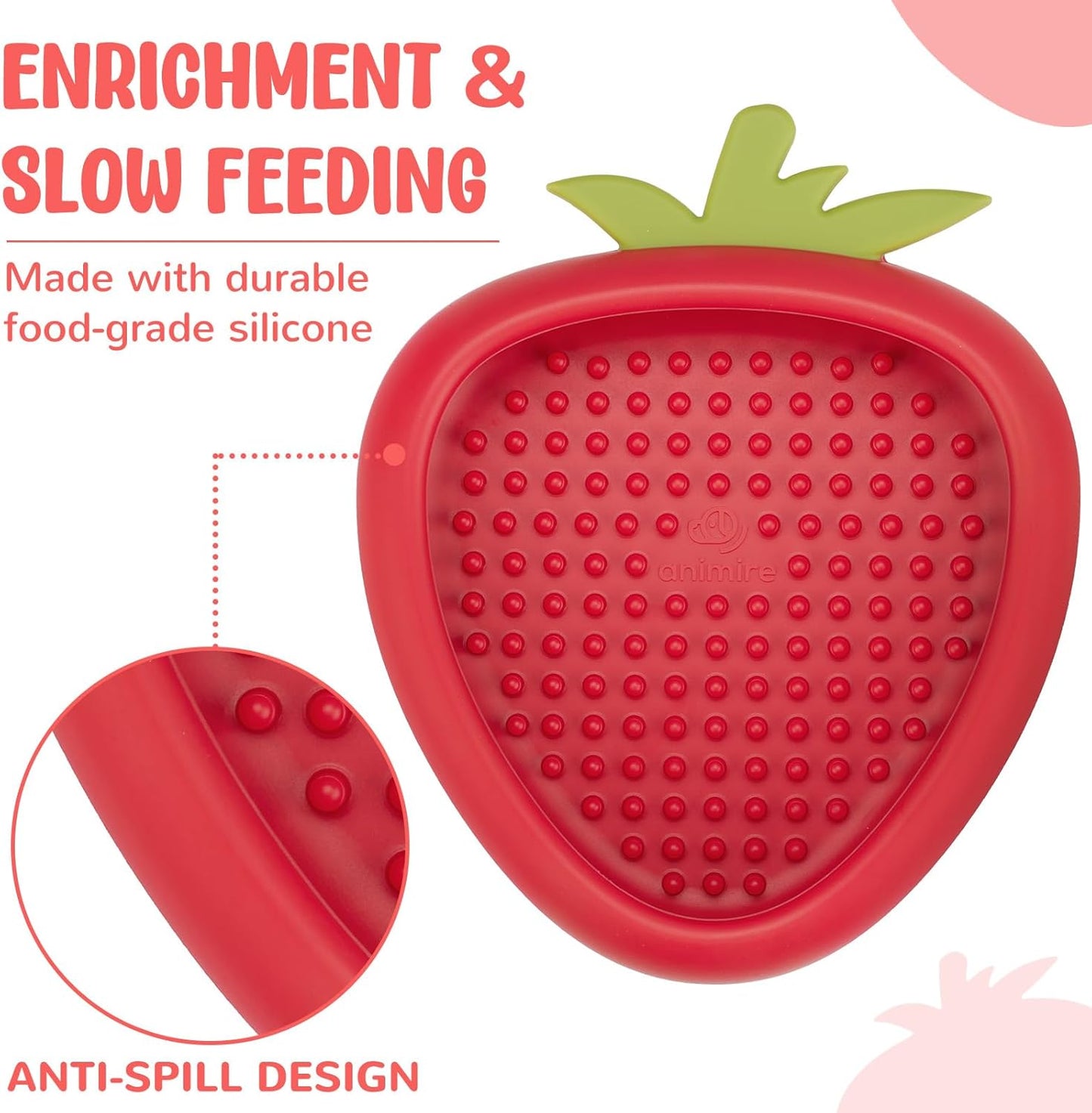 Freeze Dog Lick Bowl, Animire Non-Slip Slow Feeder Lick Mat for Dogs, Silicone Dog Enrichment Bowl for Distraction Anxiety Relief Boredom, BPA Free, Dishwasher Safe(Rose,S)