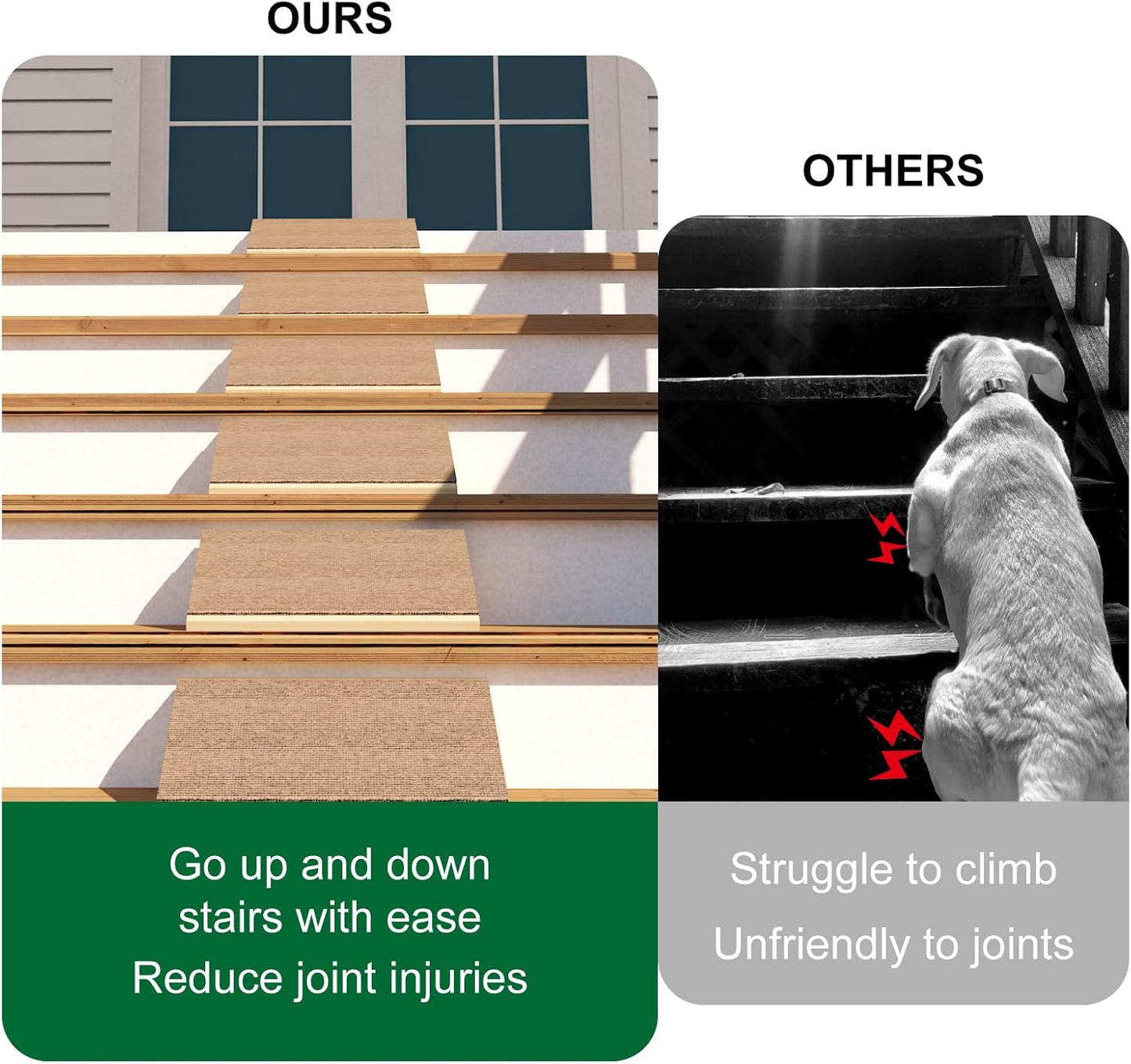 TIMHAKA 2 Pack Dog Ramp for Stairs, Upgraded Widened Non-Slip Dog Stairs for Small Medium Dogs, Wooden Pet Steps for Staircase, Steps and Stairs Assist for Injured & Aged Pets
