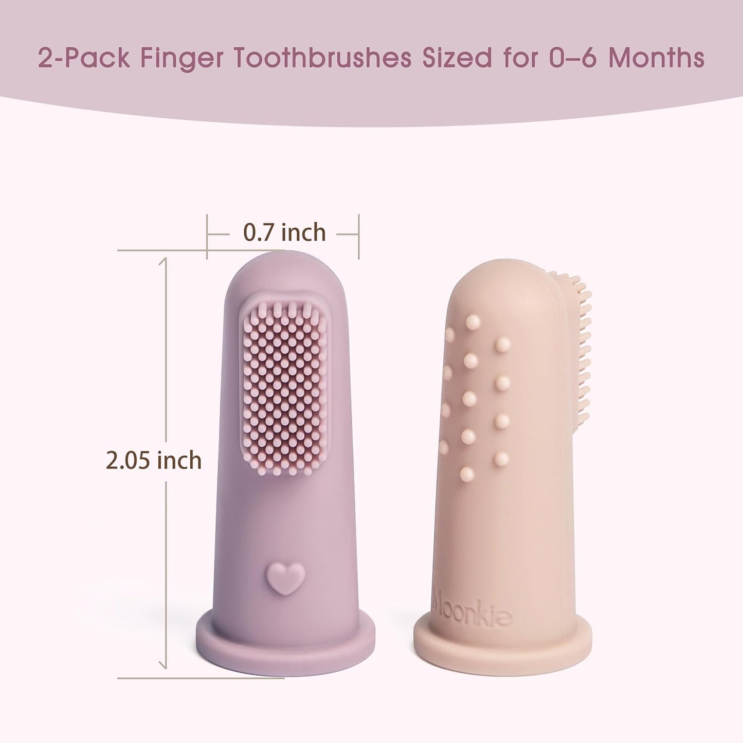 Moonkie Baby Finger Toothbrush Tongue Oral Cleaner Kit for 3 Months +, 3 Pcs (Clay/Ivory/Clay)
