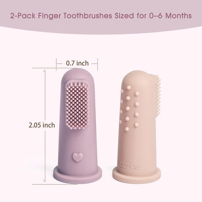 Moonkie Baby Finger Toothbrush Tongue Oral Cleaner Kit for 3 Months +, 3 Pcs (Clay/Ivory/Clay)
