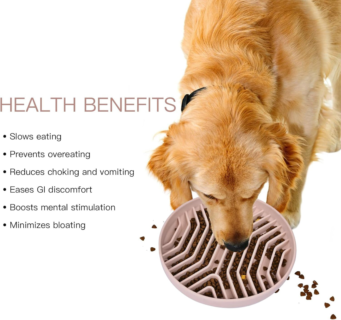 Slow Feeder Dog Bowls, Puzzle Silicone Dog Feeding Bowls with Suction Cups, Anti-Choking, Non-Slip Design, Reduces Boredom, Anxiety, Ideal for Medium to Small Dogs & Cats - XAQMHSW (Pink)