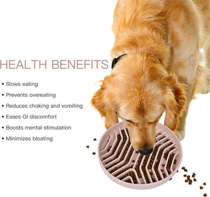 Slow Feeder Dog Bowls, Puzzle Silicone Dog Feeding Bowls with Suction Cups, Anti-Choking, Non-Slip Design, Reduces Boredom, Anxiety, Ideal for Medium to Small Dogs & Cats - XAQMHSW (Pink)