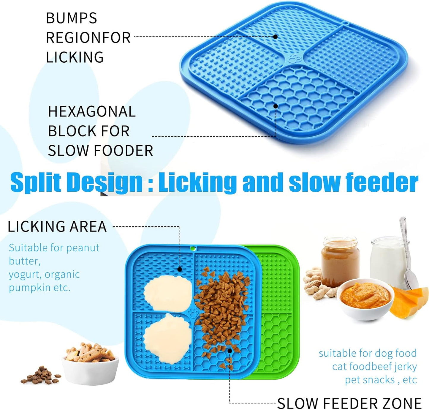 Honomastry Lick Mat for Dogs, Premium Lick Pad with Suction Cups for Dog Anxiety Relief, Slow Feeder Dog Bowls, Bathing, Grooming and Training.
