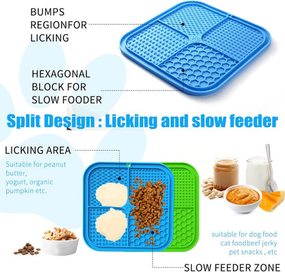 Honomastry Lick Mat for Dogs, Premium Lick Pad with Suction Cups for Dog Anxiety Relief, Slow Feeder Dog Bowls, Bathing, Grooming and Training.