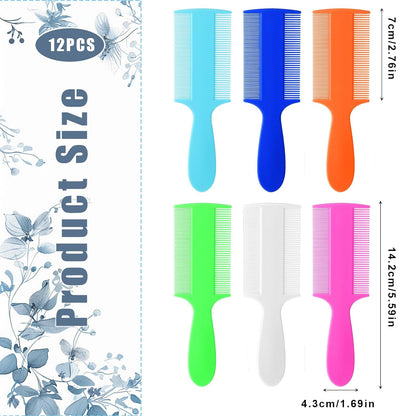 12 Pcs Head Lice Comb Plastic Fine Tooth Flea Lice Combs for Fine Hair Double Sided Nit Combs for Dandruff Removal for Adults Treatment Cats Dogs Puppy