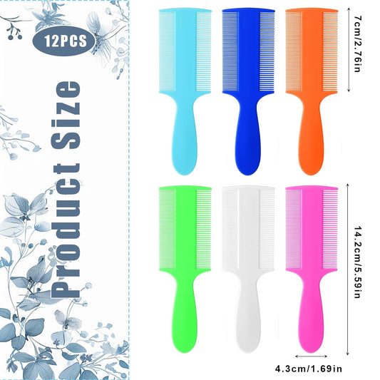12 Pcs Head Lice Comb Plastic Fine Tooth Flea Lice Combs for Fine Hair Double Sided Nit Combs for Dandruff Removal for Adults Treatment Cats Dogs Puppy