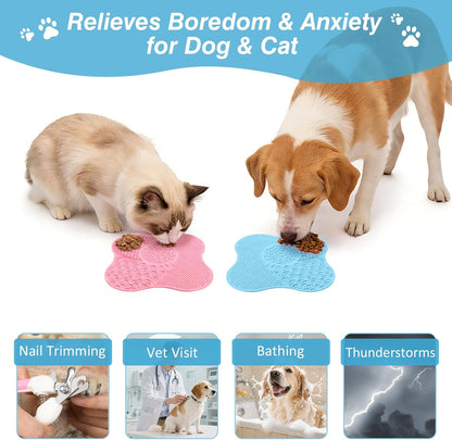 Lick Mat for Small Dogs with Suction Cups, Dog Lick Mat for Anxiety Relief, Slow Dog Feeder and Cat Licking Mat for Boredom Reducer, 1 Pack (Blue)