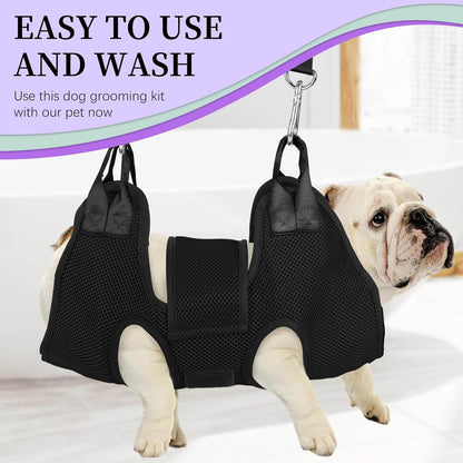 PatiencET Cat Grooming Hammock Pet Hammock Cat Nail Clipper Hammock for Nail Trimming Dog Sling for Nail Clipping Dog Hanging Harness (Black XS)
