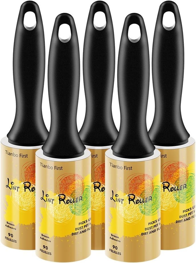Extra Sticky Lint Rollers for Pet Hair Small Pet Hair Rollers Dog Cat Fuzz Clean Removal Rolls Easy Tear Sticky Lint Roller Removers for Clothes Couch Furniture, 450 Sheets Total, 5 Packs
