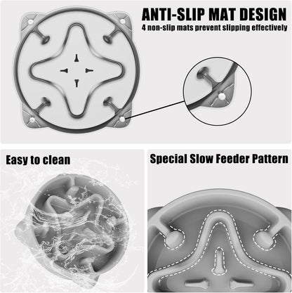 Slow Feeder Dog Bowls Small Breed, Dog Food Bowl Small Anti-Choking Bloat Stop Puzzle Healthy Eating Bowl (Blue, 1 Cup)